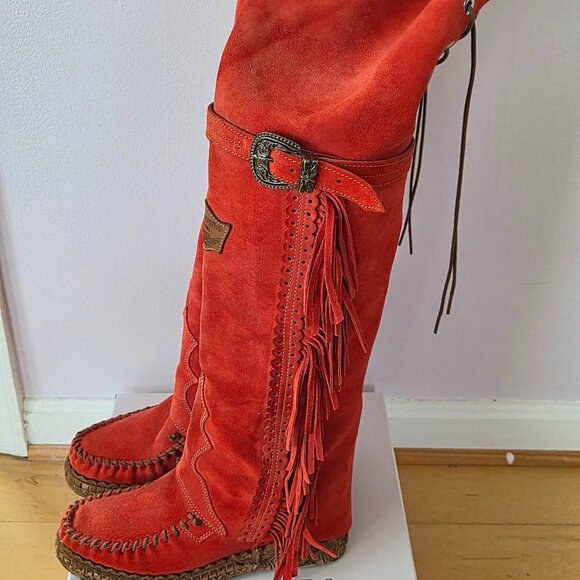Never Worn Red El Vaquero Colleen Boots Sz 40 - Picture 2 of 12